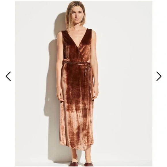 Vince Panné Wrap Dress in Rose Gold Size Small - Picture 3 of 14